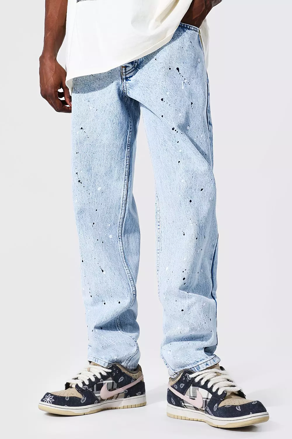 Relaxed Fit Rigid Jeans With Paint Splatter | boohooMAN USA